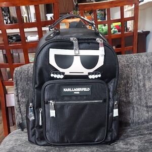 Karl Lagerfeld Black Men's Backpack with Graphic Logo